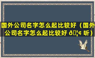 国外公司名字怎么起比较好（国外公司名字怎么起比较好 🦢 听）